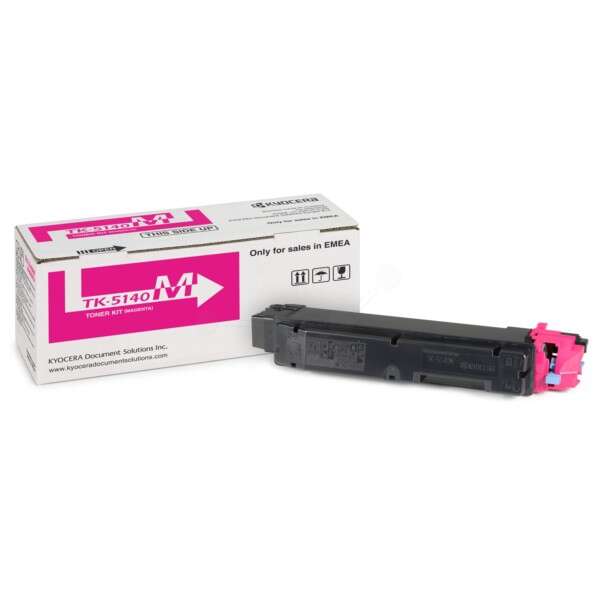 Cartucho de toner magenta TK-5140M da KYOCERA Document Solutions com embalagem branca e rosa