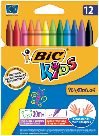Embalagem de 12 lápis de cor BIC KIDS PLASTIDECOR coloridos