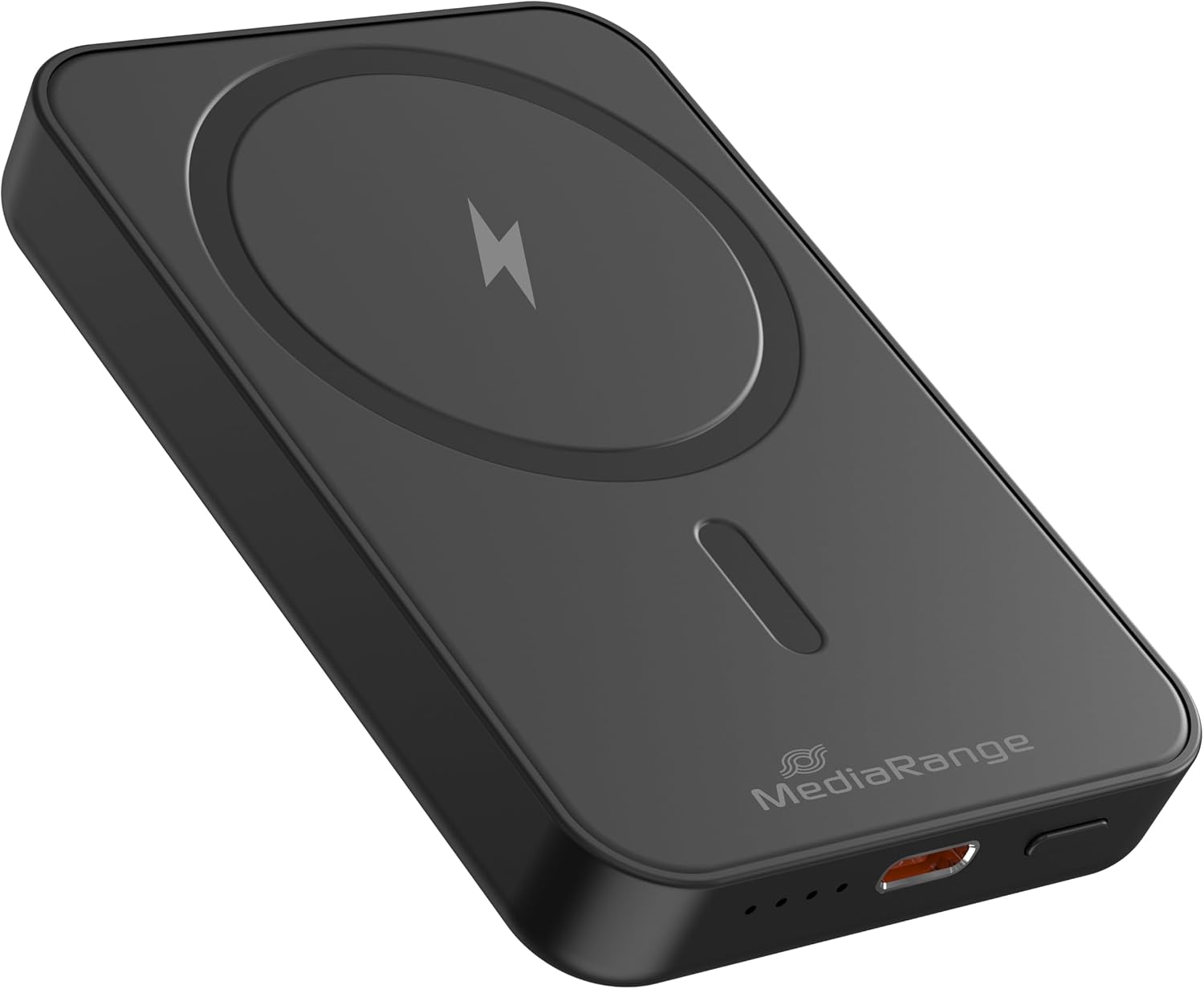 Carregador portátil preto MediaRange com carregamento sem fios