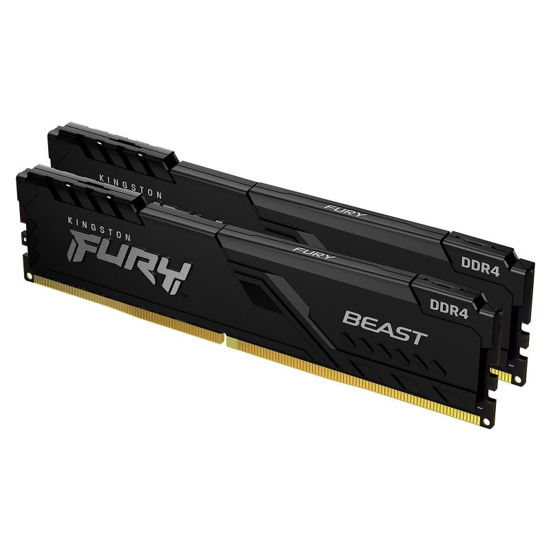 Dois módulos de memória RAM Kingston Fury Beast DDR4 preto