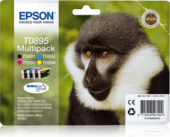 Pack multiplo de tinta Epson T0895 com imagem de macaco