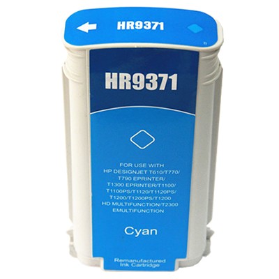 Cartucho de tinta ciano HR9371 com etiqueta azul para impressora HP DesignJet