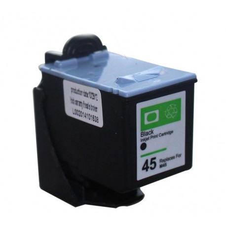 Cartucho de tinta preto para impressora com etiquetas brancas e símbolo verde de reciclagem