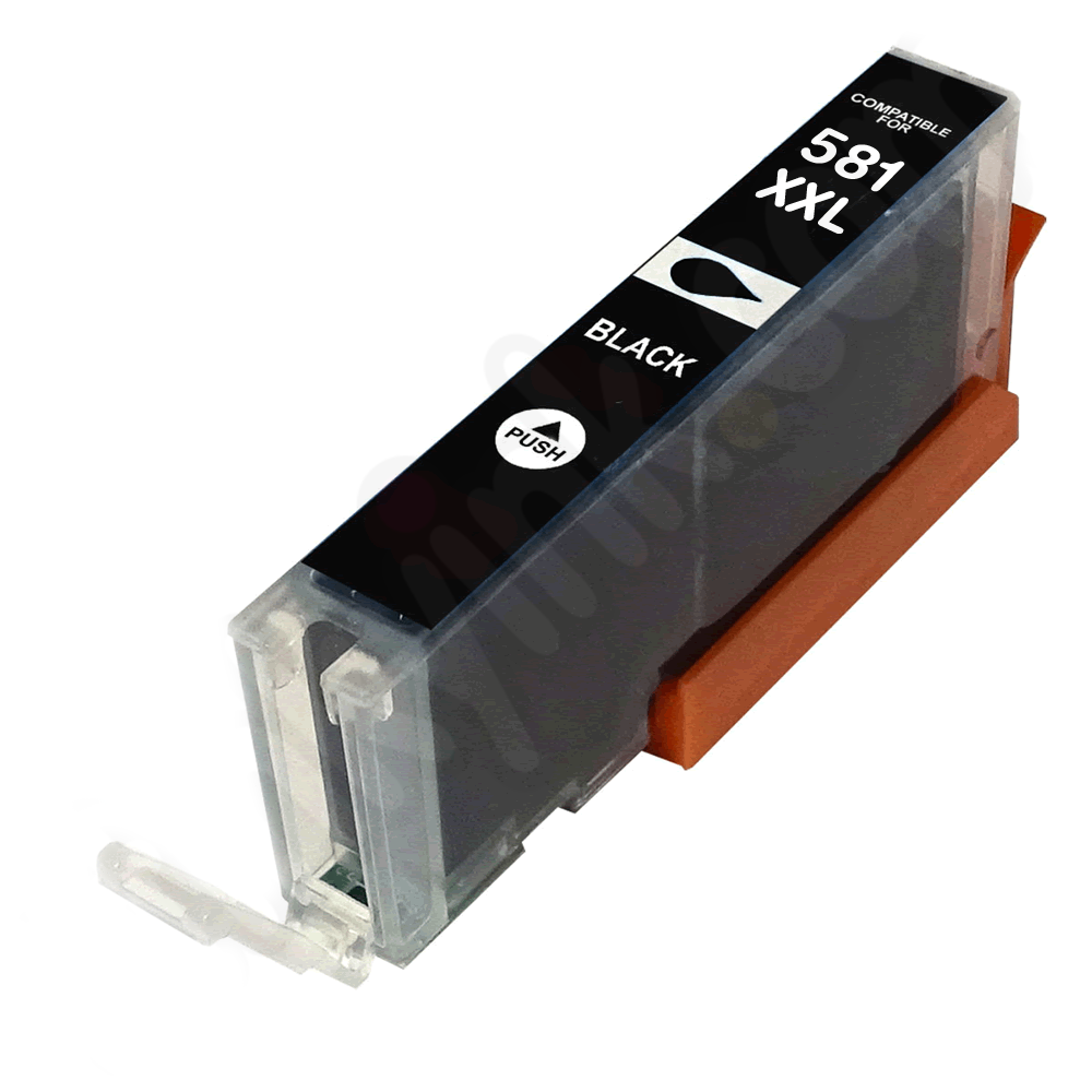 Cartucho de tinta preto transparente 581 XXL com tampa laranja