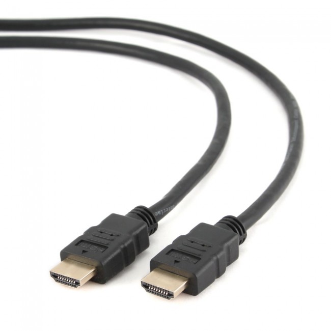 Cabo HDMI preto com conectores metálicos dourados