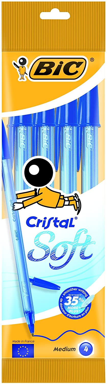 Pacote de cinco canetas esferográficas BIC Cristal Soft azuis