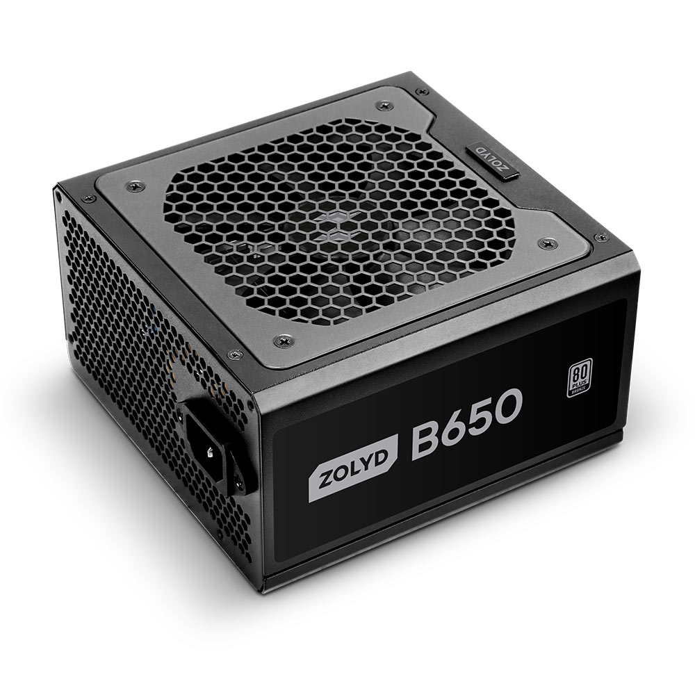 Fonte de alimentação Zolyd B650 preta com grelha hexagonal