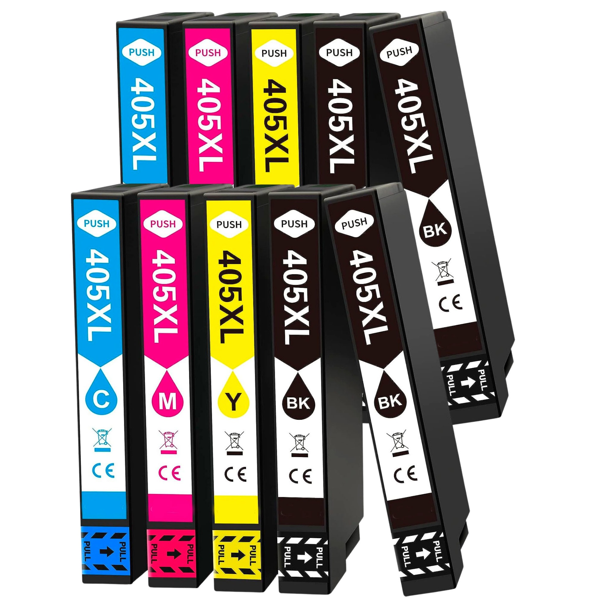 Conjunto de tinteiros coloridos para impressora com etiquetas PUSH 405XL.