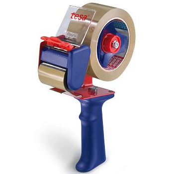 Dispenser de fita adesiva azul com fita castanha