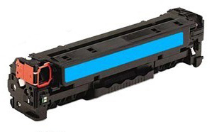 Cartucho de toner preto com faixa azul e detalhe laranja