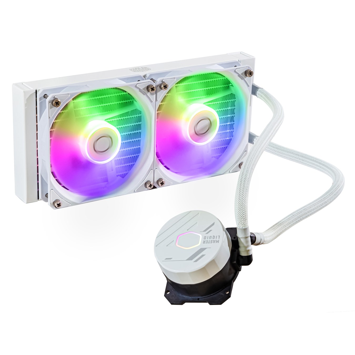 Sistema de refrigeração líquida branco para PC com ventoinhas RGB