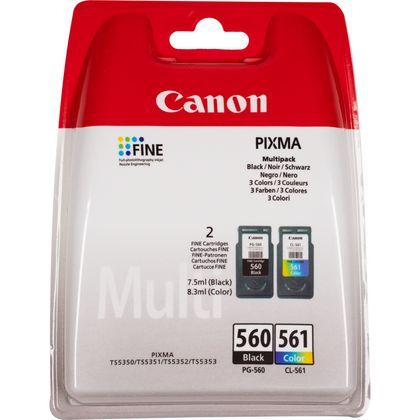 Embalagem de tinteiros Canon PIXMA PG-560 Preto e CL-561 Cor