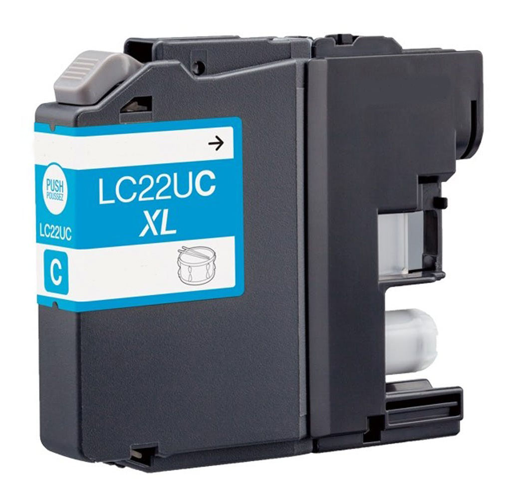 Cartucho de tinta preto para impressora com etiqueta azul e branca LC22UC XL