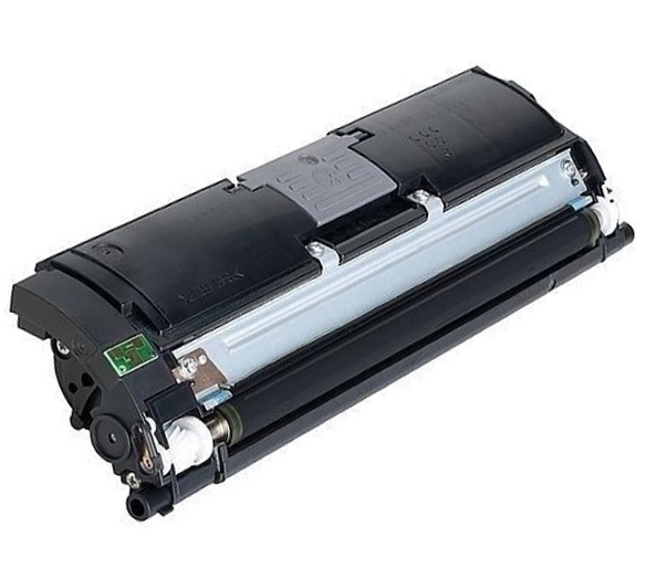 Toner preto para impressora em plástico preto com peças metálicas e brancas