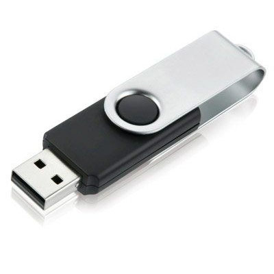 Pen USB preto com tampa metálica prateada
