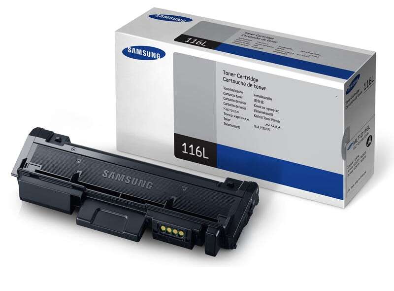 Toner Samsung 116L com embalagem branca e azul
