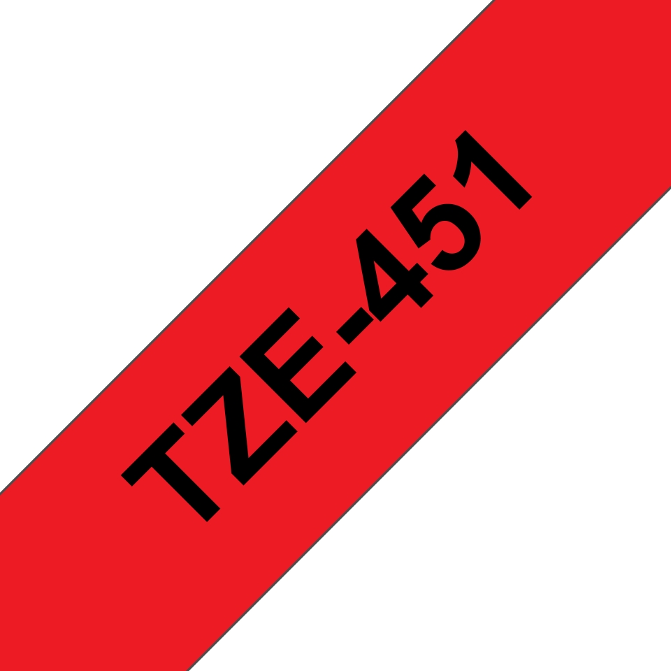 Etiqueta vermelha com texto TZE-451