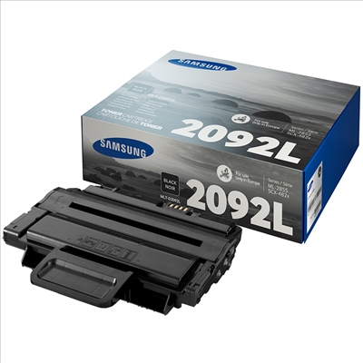 Cartucho de toner preto Samsung 2092L com caixa cinzenta e azul