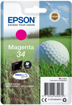 Cartucho de tinta Epson Magenta 34 para impressora com imagem de bola de golfe