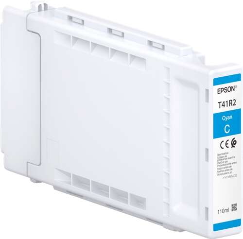 Cartucho de tinta Epson T41R2 Cyan C branco com etiqueta azul e branca