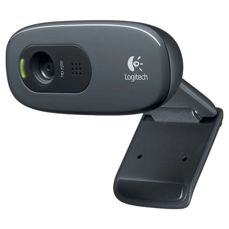 Webcam Logitech preta com suporte