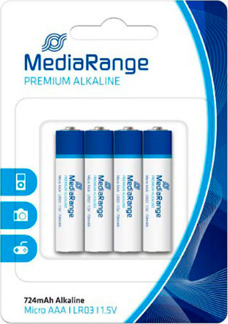 Pack de quatro pilhas alcalinas MediaRange Premium Micro AAA