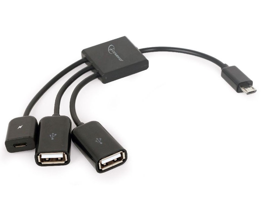 Cabo adaptador USB preto com várias conexões