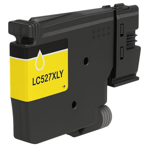Cartucho de tinta preto com etiqueta amarela LC527XLY