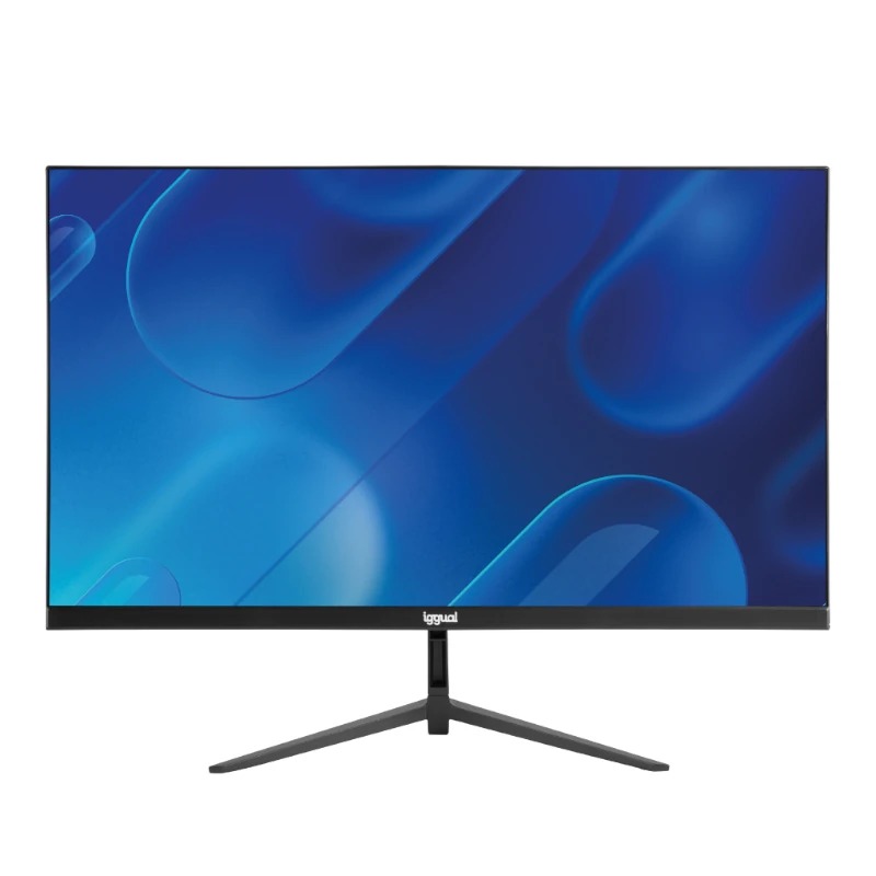 Monitor com ecrã azul e suporte preto