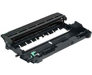 Componente de impressora preto aberto em fundo branco