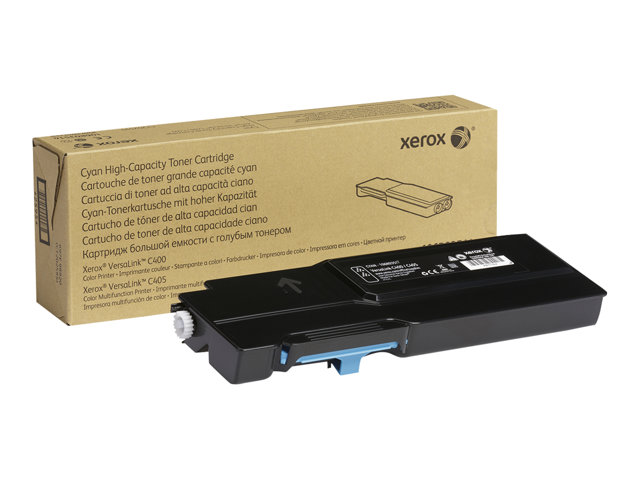 Cartucho de toner ciano Xerox com embalagem de papelão
