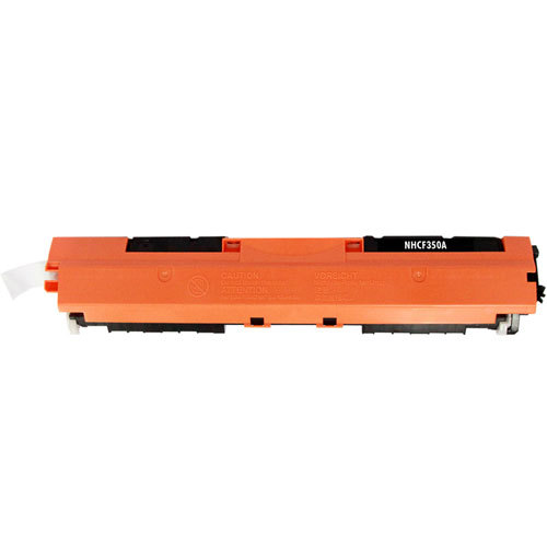 Toner de impressora laranja e preto com etiqueta NHCF350A
