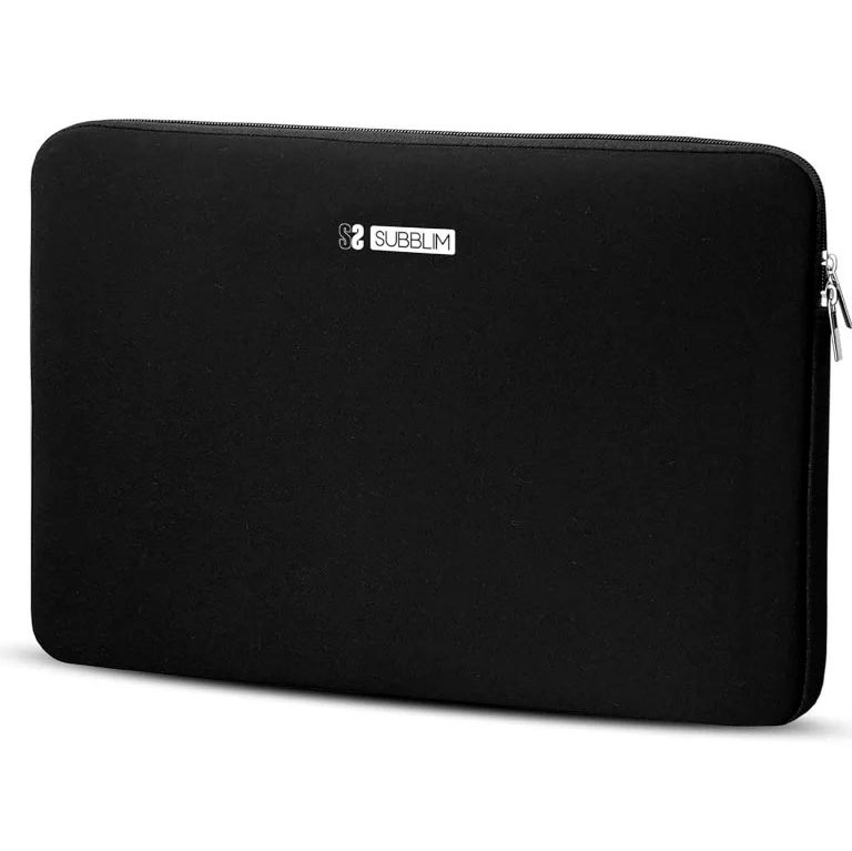 Capa protetora preta para portátil com fecho e logótipo Subblim