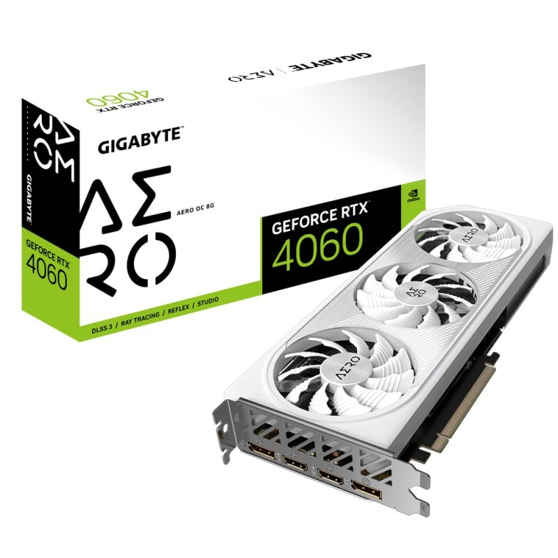 Placa gráfica Gigabyte GeForce RTX 4060 AERO OC 8G com caixa