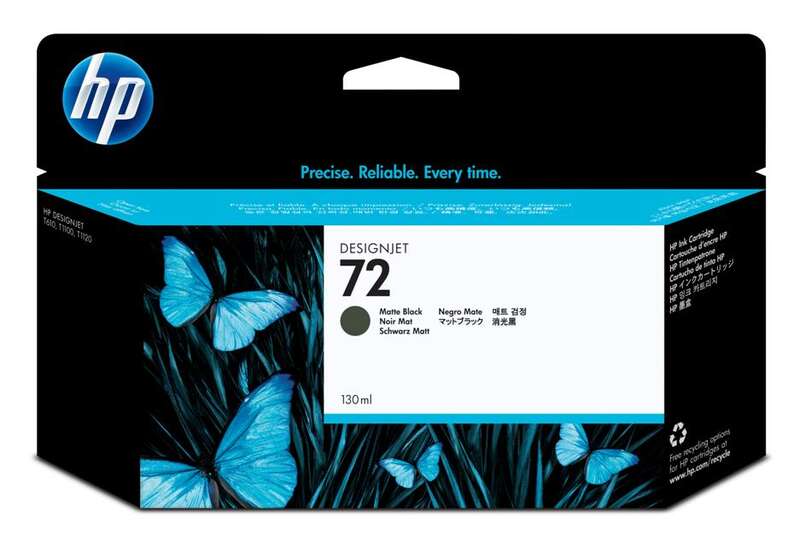 Embalagem de tinta HP DesignJet 72 Preto Mate com borboletas azuis