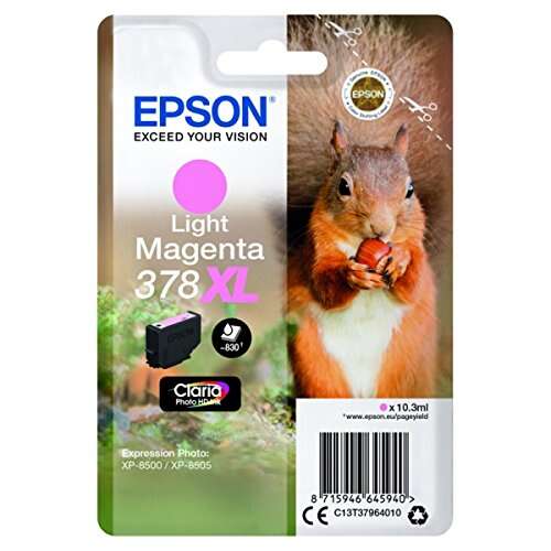 Cartucho de tinta Epson Light Magenta 378 XL com imagem de esquilo