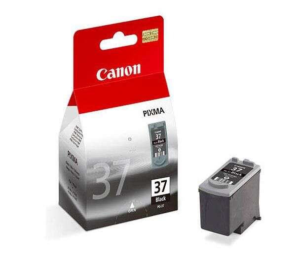 Cartucho de tinta Canon PIXMA Nº 37 preto e embalagem vermelha e cinza
