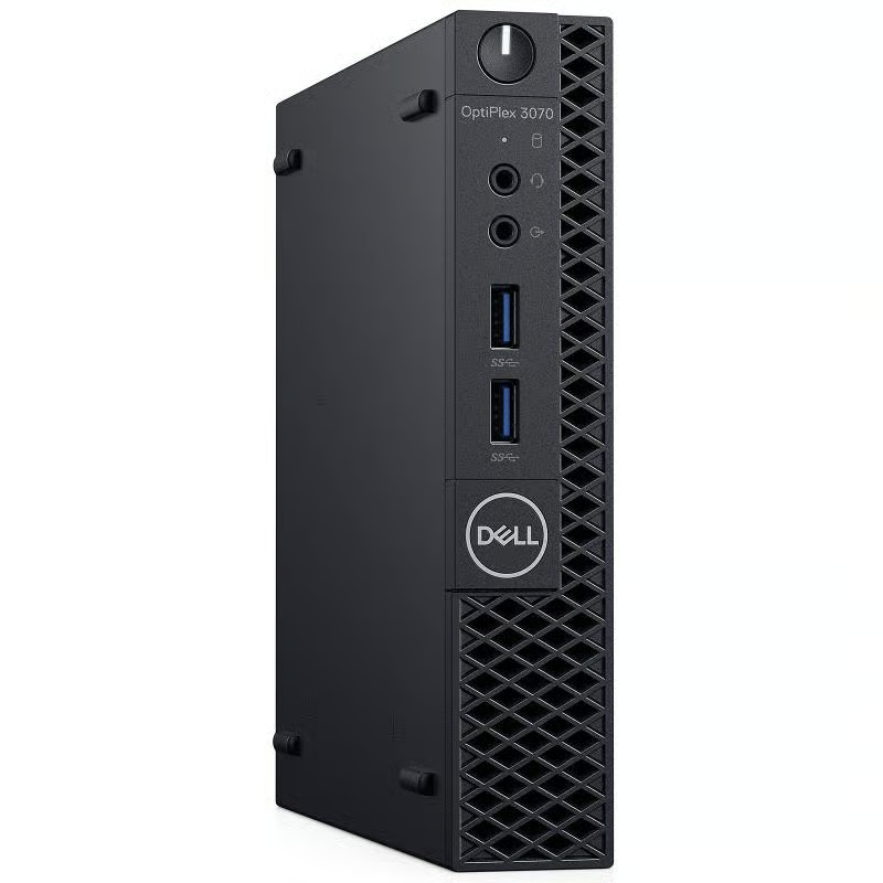 Computador de secretária Dell OptiPlex 3070 preto com portas USB e ventilação frontal