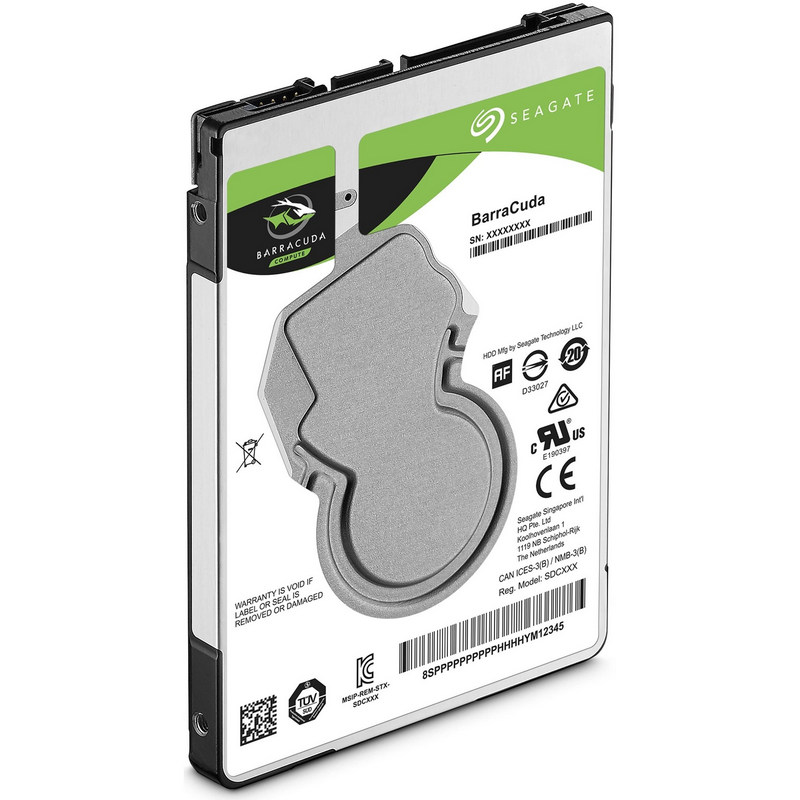 Disco rígido Seagate BarraCuda com etiqueta branca e verde