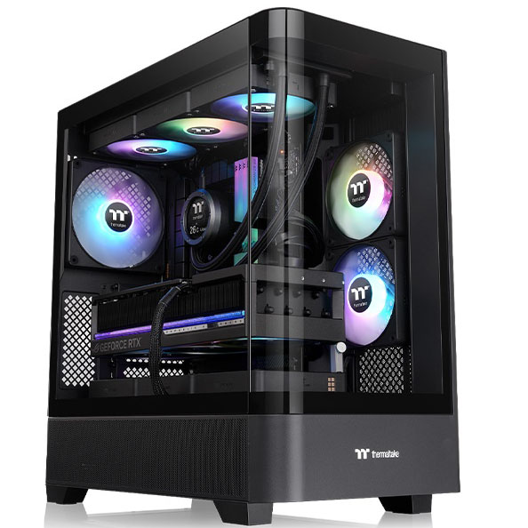 Computador desktop com ventoinhas RGB e painel lateral em vidro