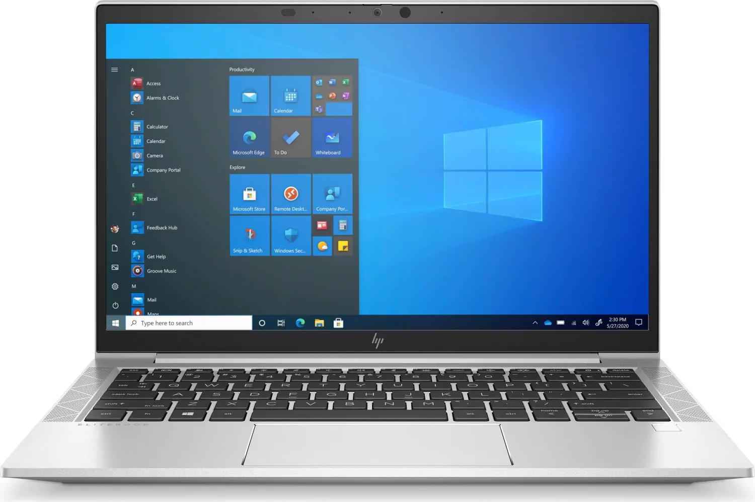 Computador portátil HP prateado com teclado preto e ecrã do Windows 10