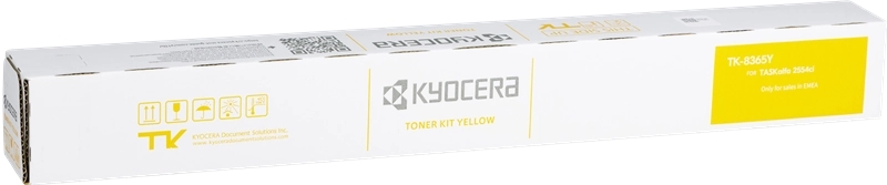Embalagem branca e amarela para toner Kyocera TK-8365Y
