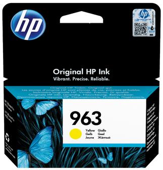 Embalagem de tinta original HP 963 amarela com borboletas azuis