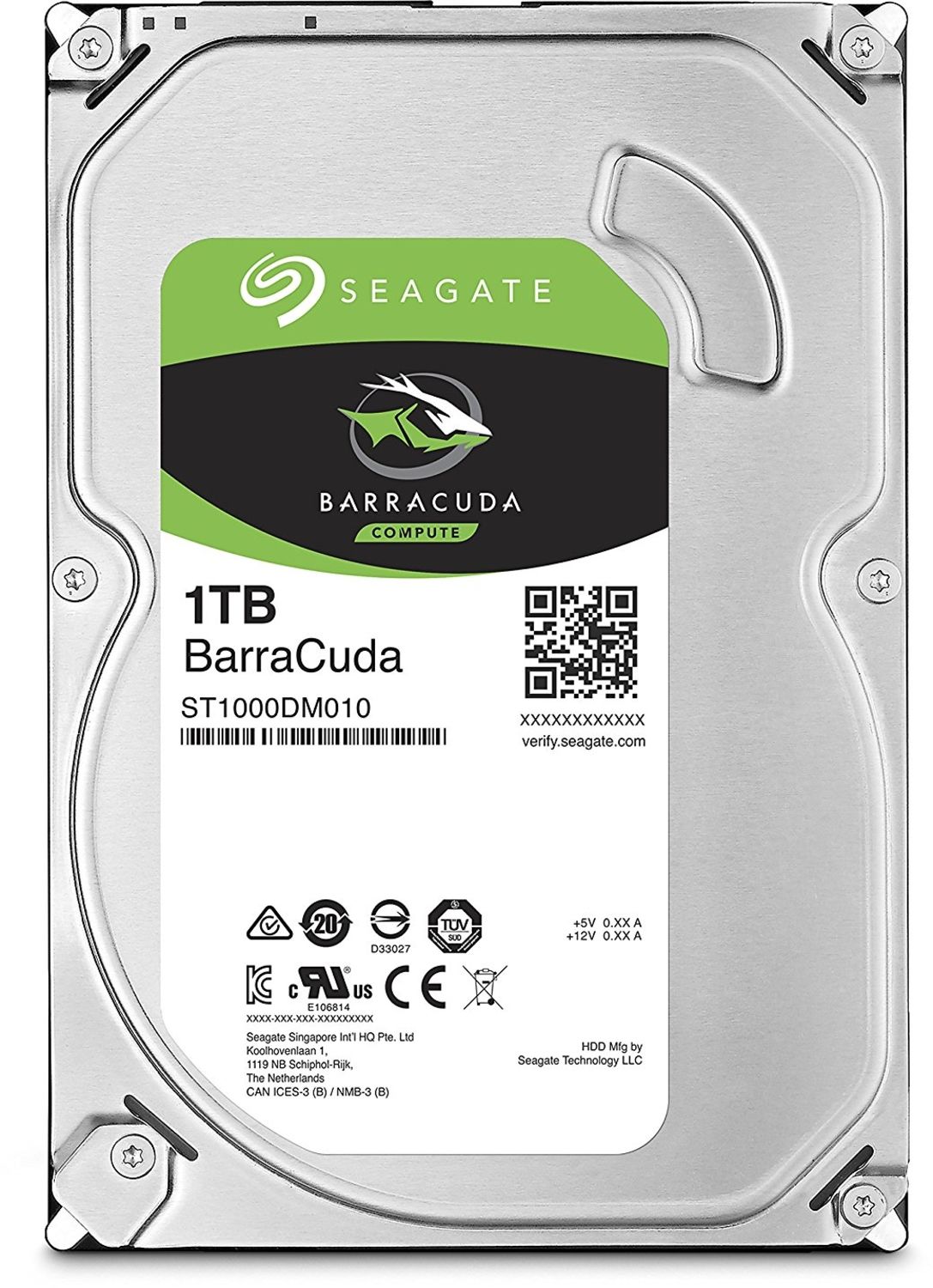 Disco rígido Seagate Barracuda Compute 1TB prata com etiqueta colorida