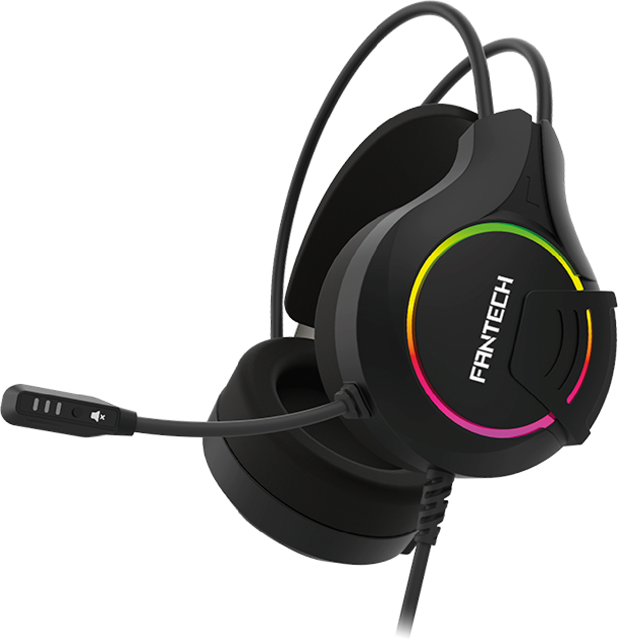 Auricular FANTECH preto com microfone e luz RGB