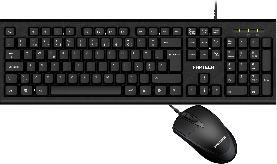 Teclado e rato pretos FANTECH com cabo