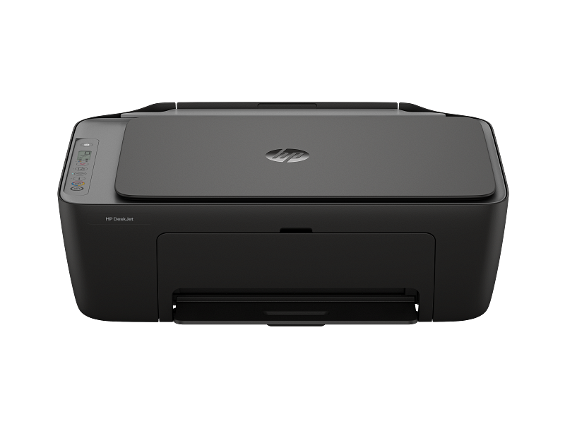 Impressora HP DeskJet preta vista de frente
