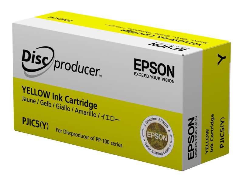 Embalagem de cartucho de tinta amarela Epson para impressora