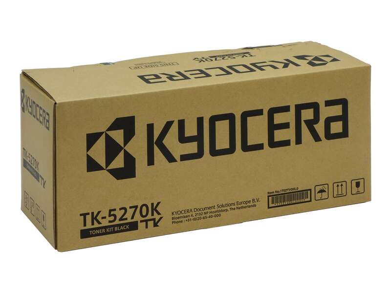 Caixa de toner Kyocera TK-5270K em cartão castanho com texto preto