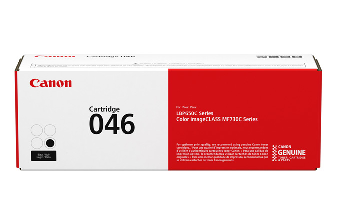 Caixa de toner Canon branco e vermelho para impressora